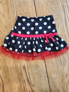 Disney Minnie Black and White Polka Dot Skirt 3T